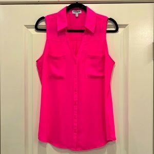 Express- Medium- Hot Pink Sleeveless Button Down
